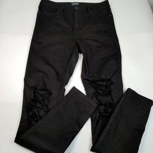 Tripp Black High Waisted Knee Slit Jeans